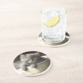 Bucket vol met Joy Sweet Grey Kitten Zandsteen Onderzetter (Zijkant)