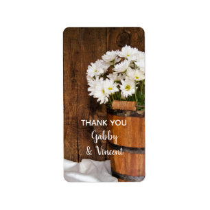 Bucket White Daisies Barn Wedding Dank je Labels
