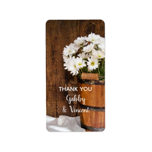 Bucket White Daisies Barn Wedding Dank je Labels (Voorkant)