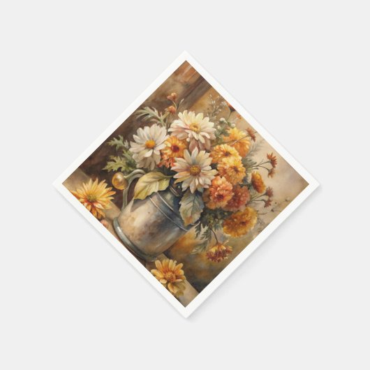 Bucket with Fall Floral   Servet (Hoek)