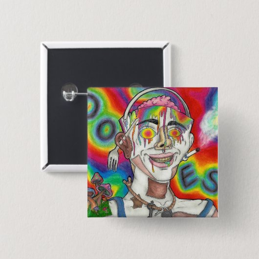 "Buckethead" Original Square Pin Vierkante Button 5,1 Cm (Voorkant /achterkant)