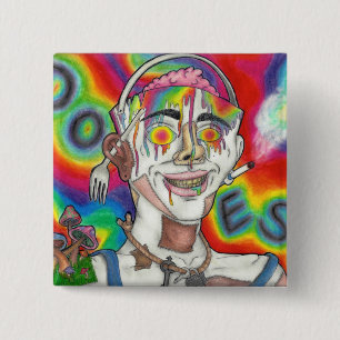 "Buckethead" Original Square Pin Vierkante Button 5,1 Cm