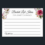 Bucketlist Ideeën Herfst Herfst Trouwkaarten Kaart<br><div class="desc">Deze mooie gepersonaliseerde emmerlijstkaarten zullen de perfecte aanvulling zijn op uw huwelijksreceptie of bruids-/parendouche. Dit ontwerp beschikt over bordeaux waterverf bloemen en ruimte voor gasten om hun bucket list ideeën van plaatsen of activiteiten voor de pasgetrouwden te laten doen in hun leven.</div>