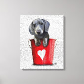 Buckets of Love Dachshund Puppy Canvas Afdruk (Voorkant)