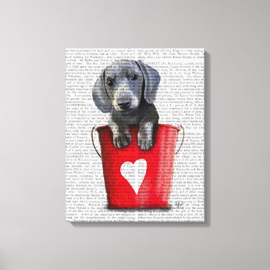 Buckets of Love Dachshund Puppy Canvas Afdruk (Voorkant)