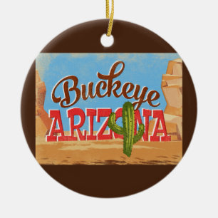 Buckeye Arizona Cartoon Desert Vintage Travel Keramisch Ornament