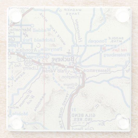 Buckeye AZ Map Glazen Onderzetter (Achterkant)