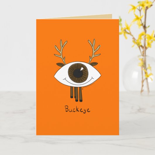 Buckeye - Eyeball Buck Deer Hunter Wenskaart Kaart (Gele Bloem)