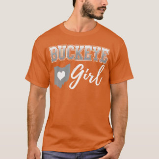 Buckeye Girl Ohio Thuis Hart Staat Kaart Vorm Vrou T-shirt