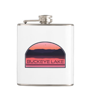 Buckeye Lake Ohio Rode Zonsondergang Heupfles