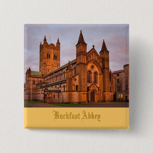 Buckfast Abbey op Sunset Vierkante Button 5,1 Cm (Voorkant)