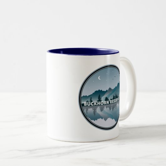 Buckhorn Reservoir North Carolina Reflection Tweekleurige Koffiemok (Voorkant rechts)