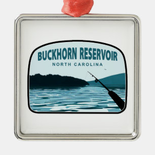 Buckhorn Reservoir North Carolina Vissen Rod Metalen Ornament
