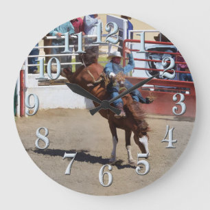 Bucking Bareback Bronco en Rodeo Cowboy Clock Grote Klok