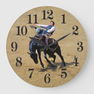 Bucking Bareback Bronco en Rodeo Cowboy Clock Grote Klok