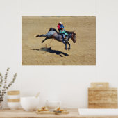 Bucking Blue Bareback Bronc en Rodeo Cowboy Art Poster (Keuken)