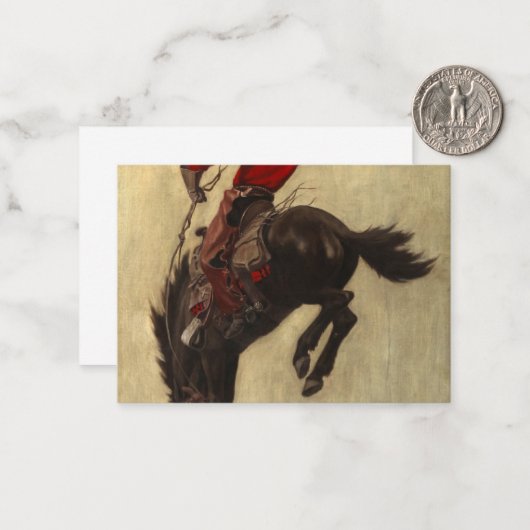 Bucking Bronco, 1903, door Newell Convers Wyeth Notitiekaartje (Voorkant / Achterkant in situ)