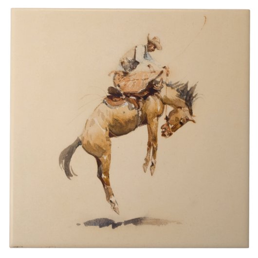 Bucking Bronco by Edward Borein Tegeltje (Voorkant)