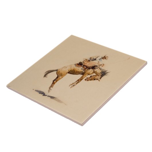 Bucking Bronco by Edward Borein Tegeltje (Zijkant)