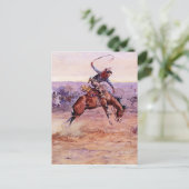 "Bucking Bronco" Cowboy Art van Charles Russell Briefkaart (Staand voorkant)
