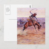 "Bucking Bronco" Cowboy Art van Charles Russell Briefkaart (Voorkant / Achterkant)