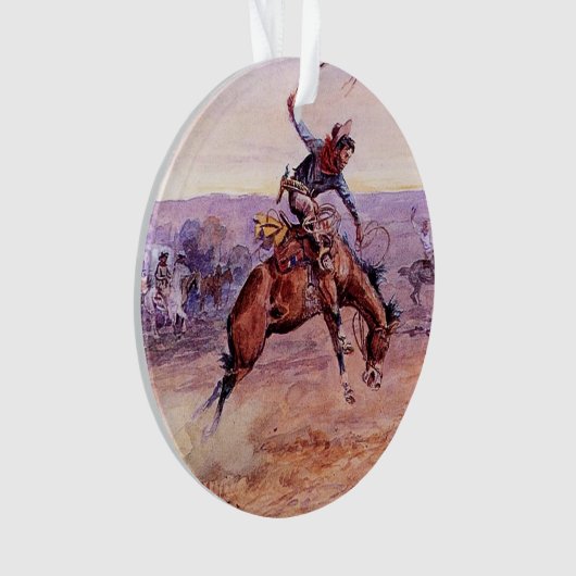 "Bucking Bronco" Cowboy Art van Charles Russell Ornament (voorkant)