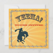 Bucking Bronco Cowboy Birthday Party Invitation Kaart (Achterkant)