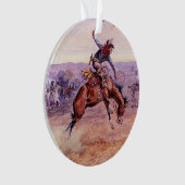 “Bucking Bronco” Cowboy Kunst van Charles Russell Ornament (voorkant)