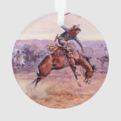 “Bucking Bronco” Cowboy Kunst van Charles Russell Ornament (achterkant)