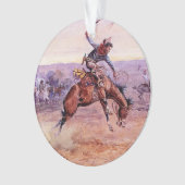“Bucking Bronco” Cowboy Kunst van Charles Russell Ornament (voorkant)