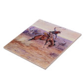 “Bucking Bronco” Cowboy Kunst van Charles Russell Tegeltje (Zijkant)