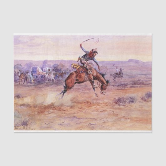 Bucking Bronco (door Charles M. Russell) Tissuepapier (Voorkant)