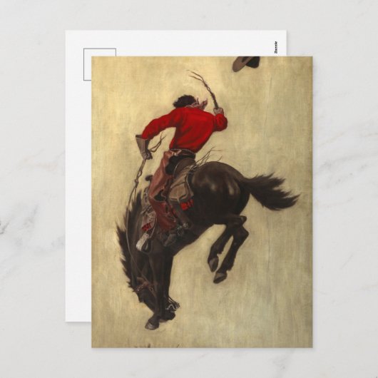 Bucking Bronco door Newell Convers Wyeth Feestdagenkaart (Voorkant / Achterkant)