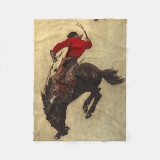 Bucking Bronco door Newell Convers Wyeth Fleece Deken (Voorkant)