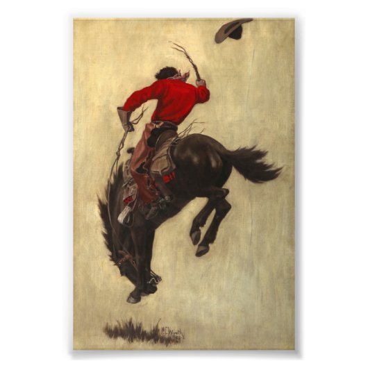 Bucking Bronco door Newell Convers Wyeth Foto Afdruk (Voorkant)