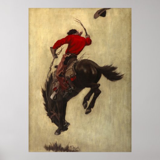Bucking Bronco door Newell Convers Wyeth Poster (Voorkant)