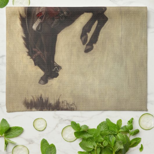 Bucking Bronco door Newell Convers Wyeth Theedoek (Gevouwen)