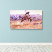 Bucking Bronco (Een wild paard temmen) Canvas Afdruk (Insitu (Houten vloer))