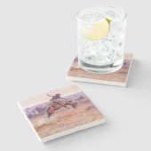 Bucking Bronco (Een wild paard temmen) Stenen Onderzetter (Zijkant)