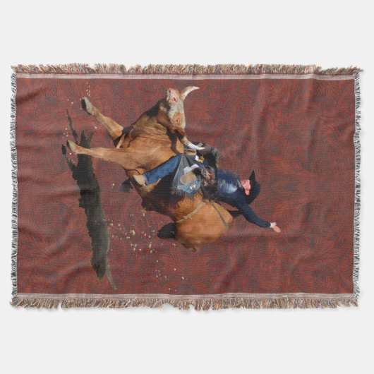 Bucking Bronco en Rodeo Cowboy Throw Blanket Deken (Voorkant)