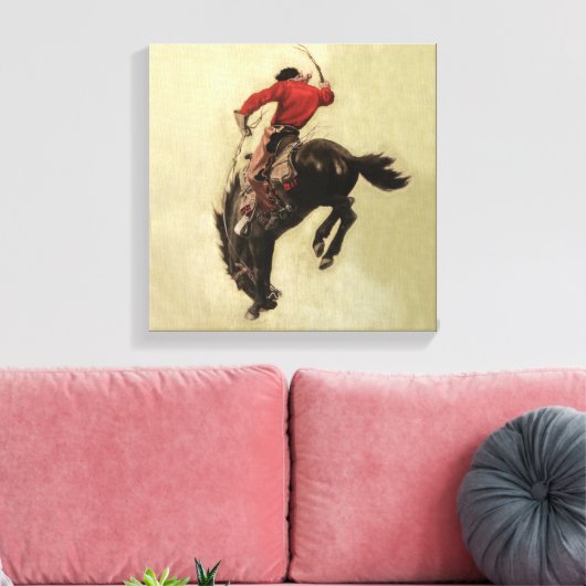 "Bucking Bronco" Hoesje van NC Wyeth Canvas Afdruk (Insitu (Woonkamer))