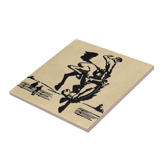 Bucking Bronco Horse en Rider Tegeltje (Zijkant)