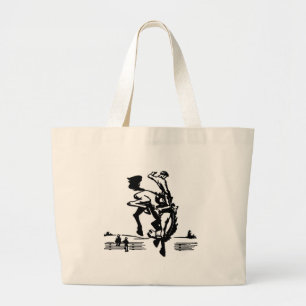 Bucking Bronco Rider Grote Tote Bag
