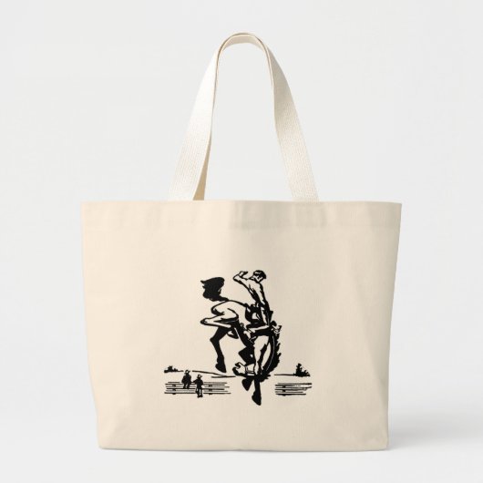 Bucking Bronco Rider Grote Tote Bag (Voorkant)