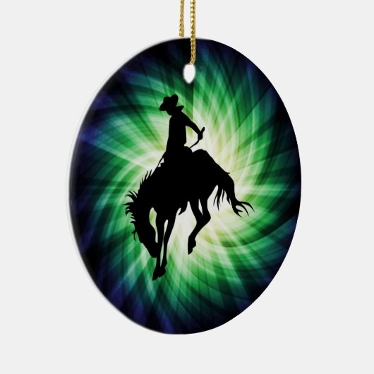 Bucking Bronco; Rodeo; Cool Keramisch Ornament (Rechts)