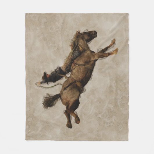 Bucking Bronco Rodeo Cowboy Fleece Deken (Voorkant)