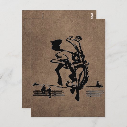 Bucking Bronco Rodeo Leather Briefkaart (Voorkant / Achterkant)