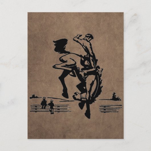 Bucking Bronco Rodeo Leather Briefkaart (Voorkant)