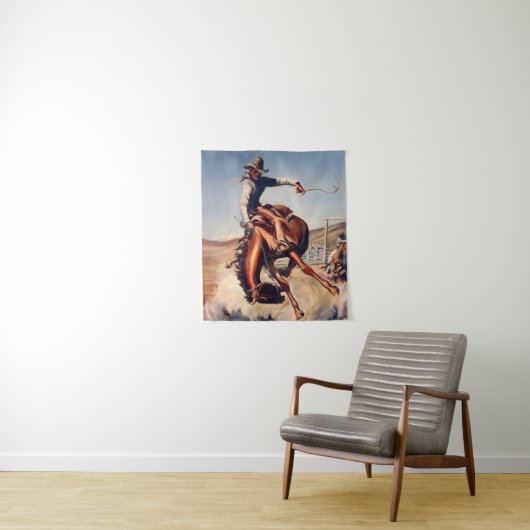 "Bucking Bronco" Westerne kunst van Will James Wandkleed (In situ)
