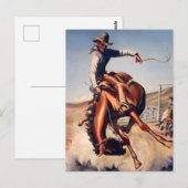 “Bucking Bronco” westernkunst van Will James Briefkaart (Voorkant / Achterkant)
